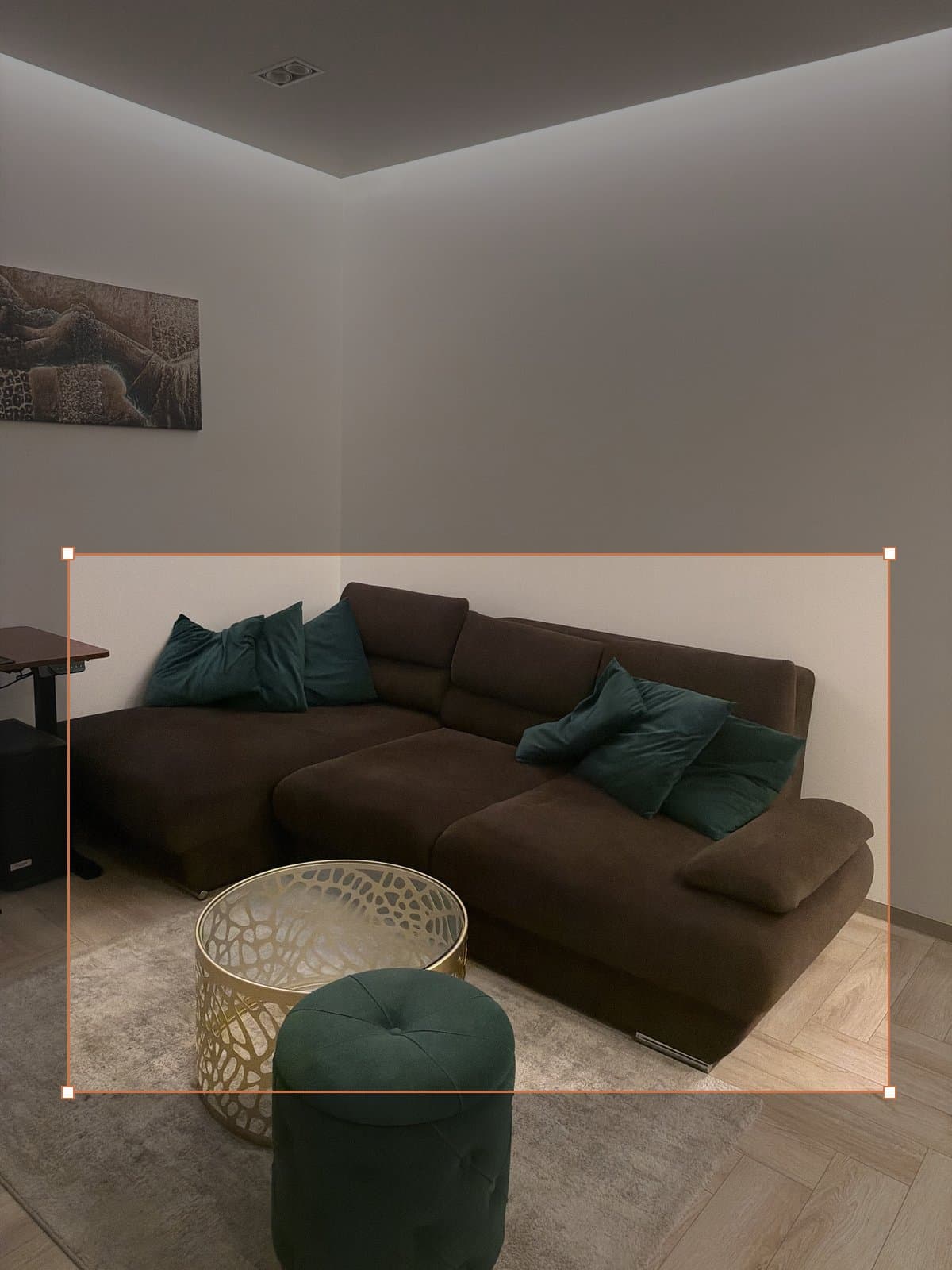 The same photo with a box drawn around the old sofa
