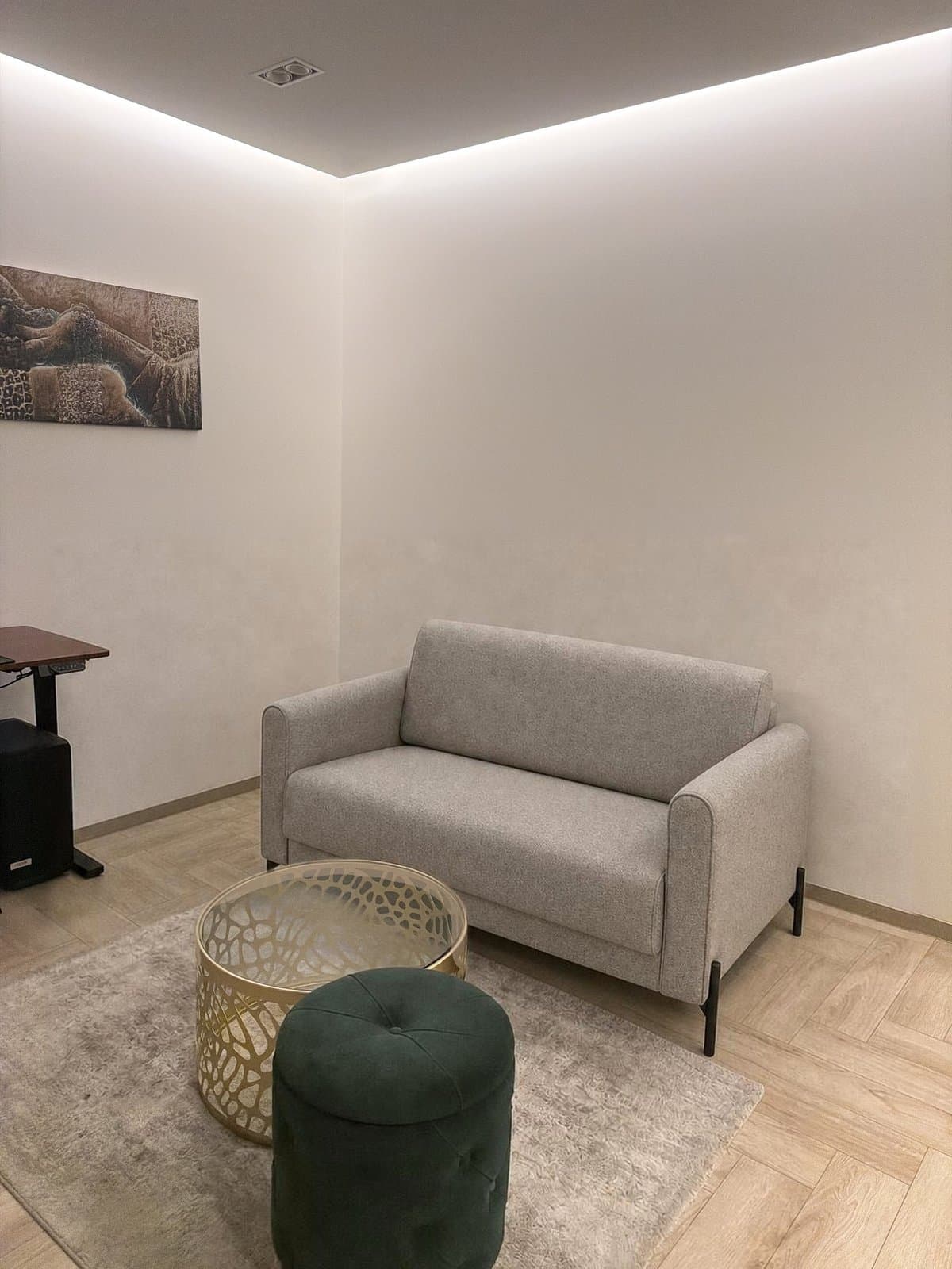 The same room with the new sofa placed at its real size